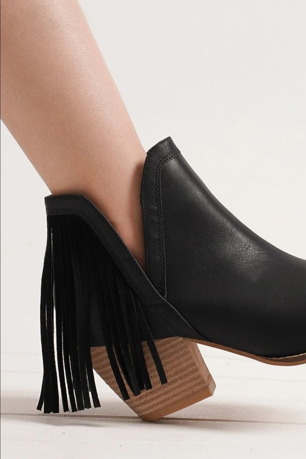 Hazel Blues® |  Beast Fashion Fringe Side V-Cut Ankle Booties