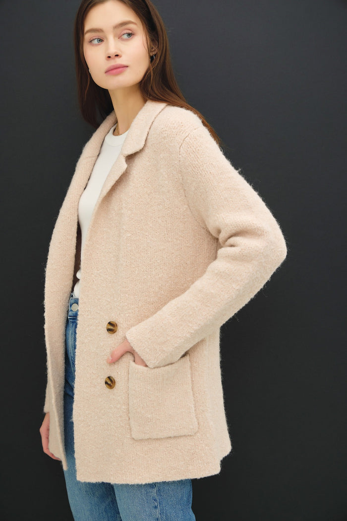 Hazel Blues® |  Be Cool Textured Double-Breasted Coat with Pockets