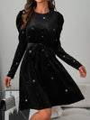Hazel Blues® |  Glitter Round Neck Puff Sleeve Dress