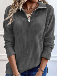 Hazel Blues® |  Quarter Zip Long Sleeve Top