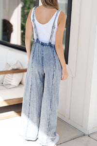 Hazel Blues® |  Frayed Exposed Seam Wide Leg Denim Overalls