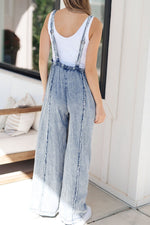 Hazel Blues® |  Frayed Exposed Seam Wide Leg Denim Overalls
