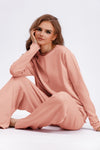 Hazel Blues® |  Basic Bae Rolled Round Neck Top and Pants Sweater Set