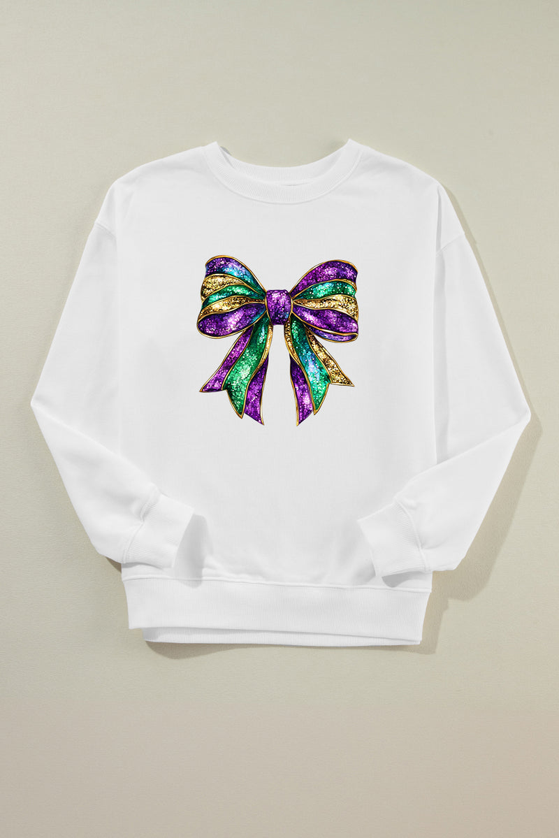 Hazel Blues® |  Bow Round Neck Long Sleeve Sweatshirt