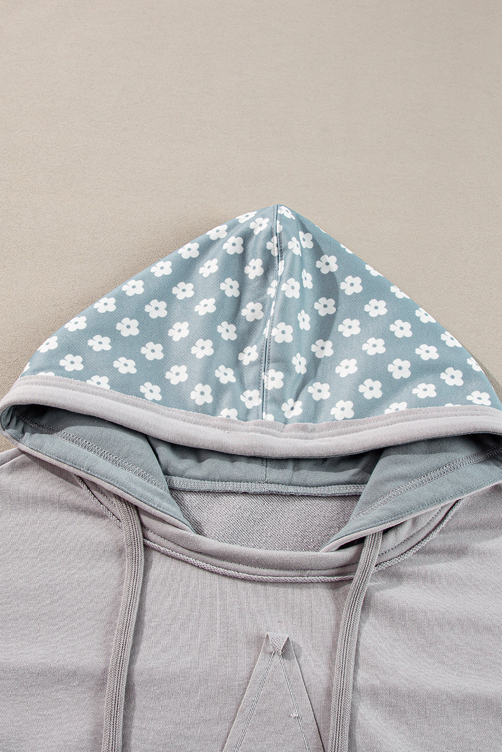 Hazel Blues® |  Floral Patchwork Star Pattern Drawstring Hoodie