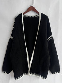 Hazel Blues® |  Double Take Contrast Open Front Dropped Shoulder Cardigan