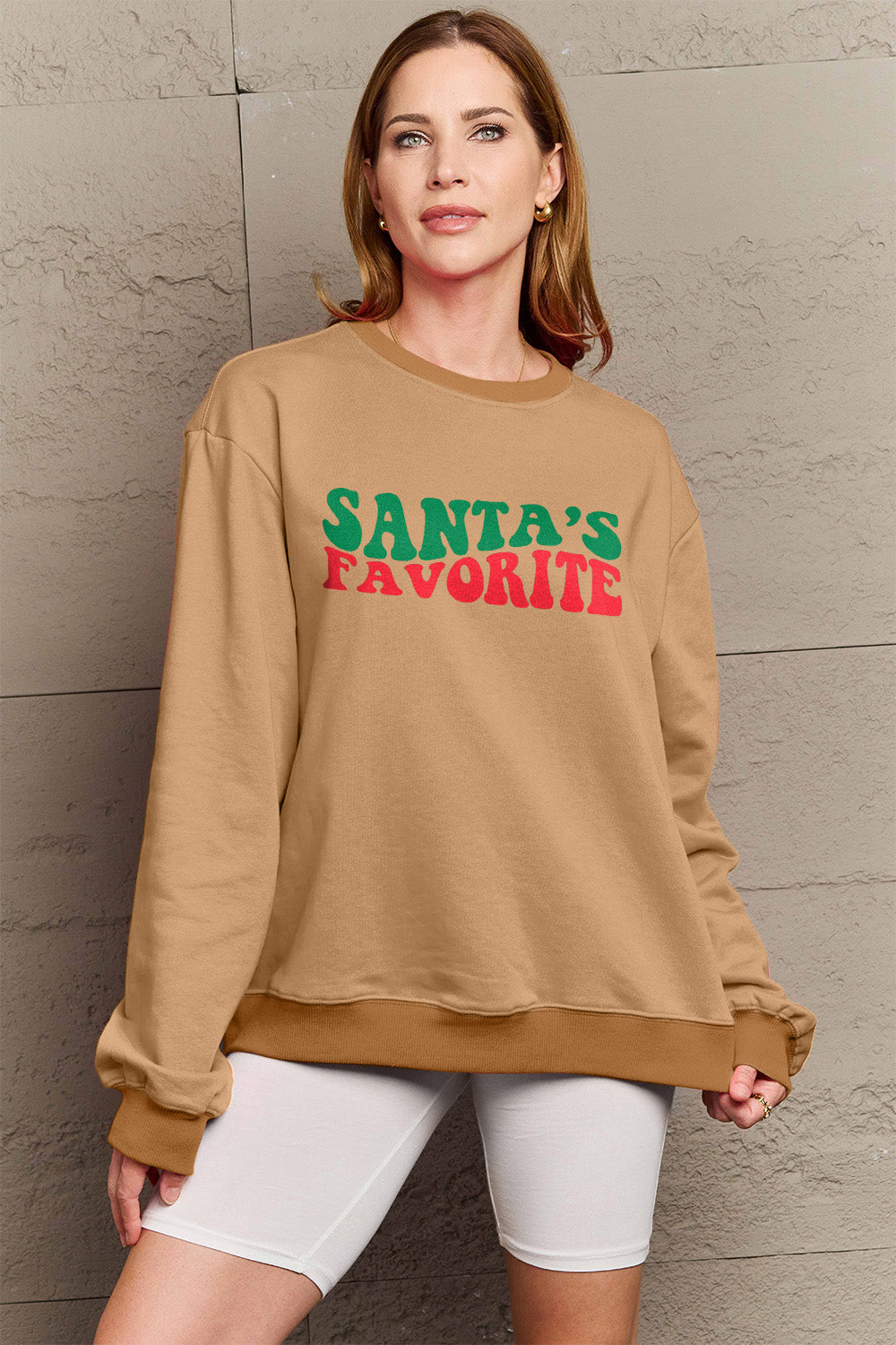 Hazel Blues® |  SANTA'S FAVORITE Round Neck Sweatshirt