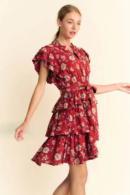 flutter sleeve tiered mini dress Flutter Sleeve Tiered Mini Dress Peggy's Gifts & Accessories