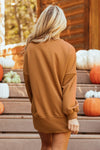 Hazel Blues® |  Chestnut Sequin Happy Halloween Graphic Notched Neck Long Sleeve Loose Top