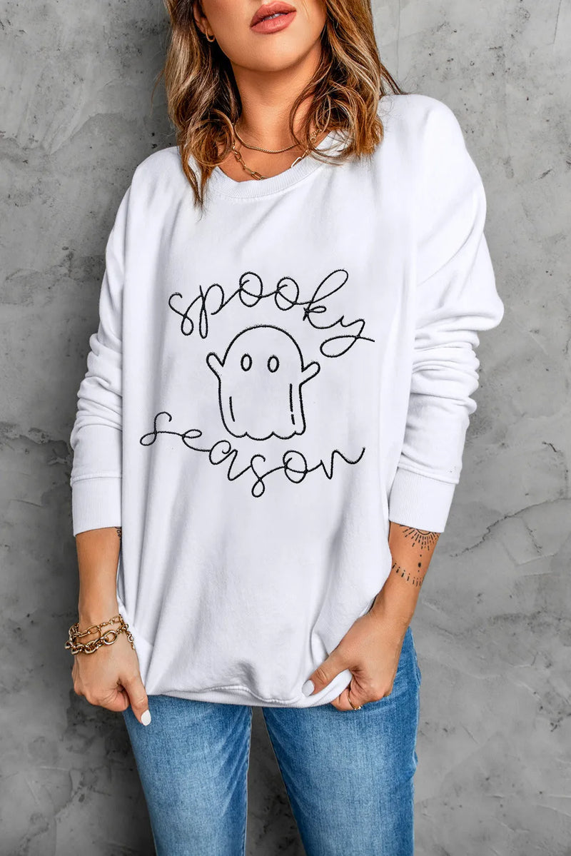 Hazel Blues® |  Ghost Graphic Long Sleeve Dropped Shoulder Sweatshirt