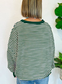 Hazel Blues® |  Striped Round Neck Long Sleeve Sweatshirt