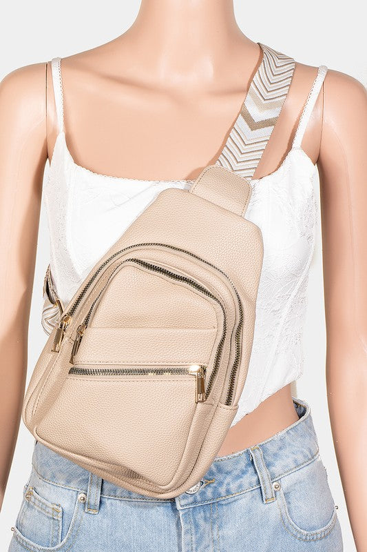 Hazel Blues® |  Fame PU Leather Chevron Strap Crossbody Bag