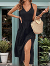 Hazel Blues® |  Slit Crisscross V-Neck Midi Dress