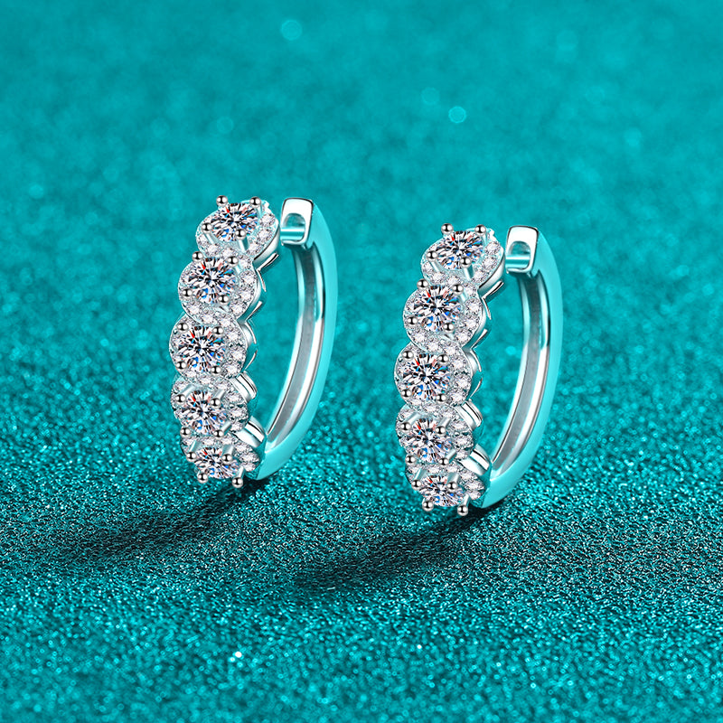 Hazel Blues® |  1 Carat Moissanite Zircon 925 Sterling Silver Huggie Earrings