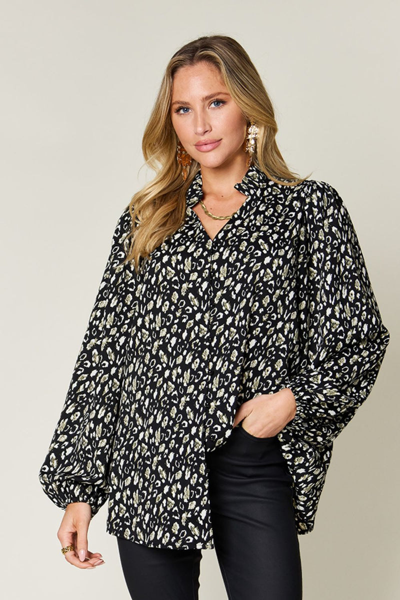 Hazel Blues® |  Double Take Leopard Long Sleeve Blouse