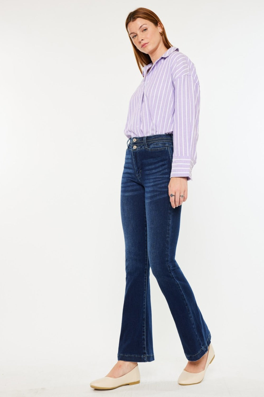 Hazel Blues® |  Kancan High Rise Double Waistband Flare Jeans