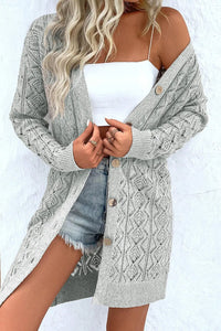 Hazel Blues® |  Openwork Button Down Long Sleeve Cardigan