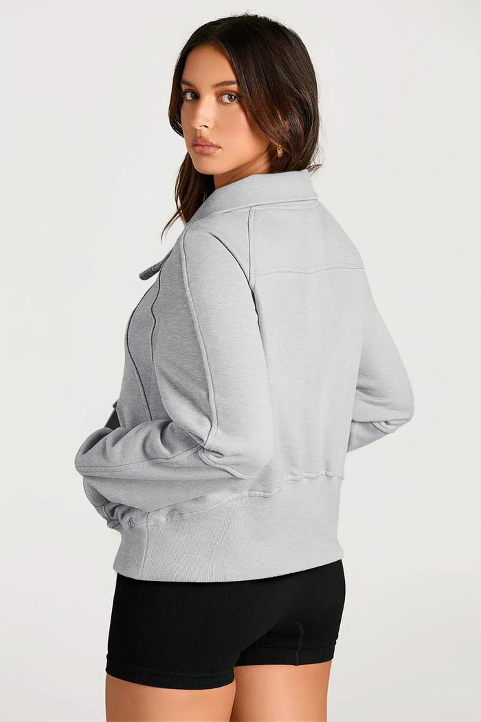 Hazel Blues® |  Half Zip Long Sleeve Sweatshirt