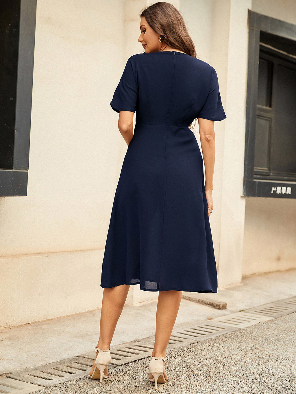 Hazel Blues® |  Round Neck Short Sleeve Midi Dress