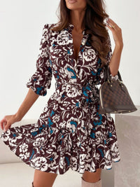 Hazel Blues® |  Ruffle Hem Floral Long Sleeve Dress