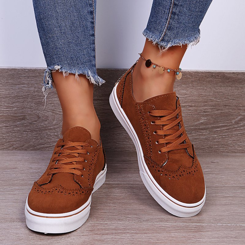 Hazel Blues® |  Suede Lace-Up Flat Sneakers