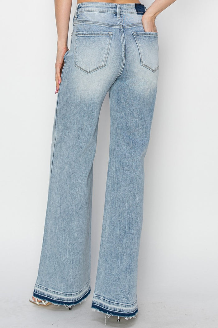 Hazel Blues® |  Risen High Rise Wide Leg Jeans