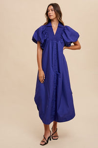 Hazel Blues® |  Annie Wear Smocked Puff Sleeve Midi Dress