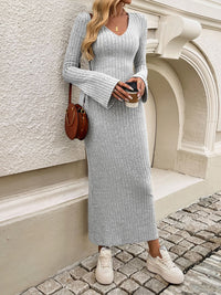 Hazel Blues® |  Devine Tied V-Neck Long Sleeve Sweater Dress