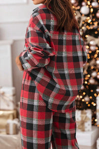 Hazel Blues® |  Plaid Long Sleeve Top and Pants Lounge Set