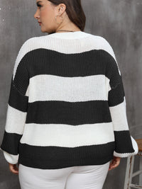 Hazel Blues® | Striped Round Neck Long Sleeve Sweater