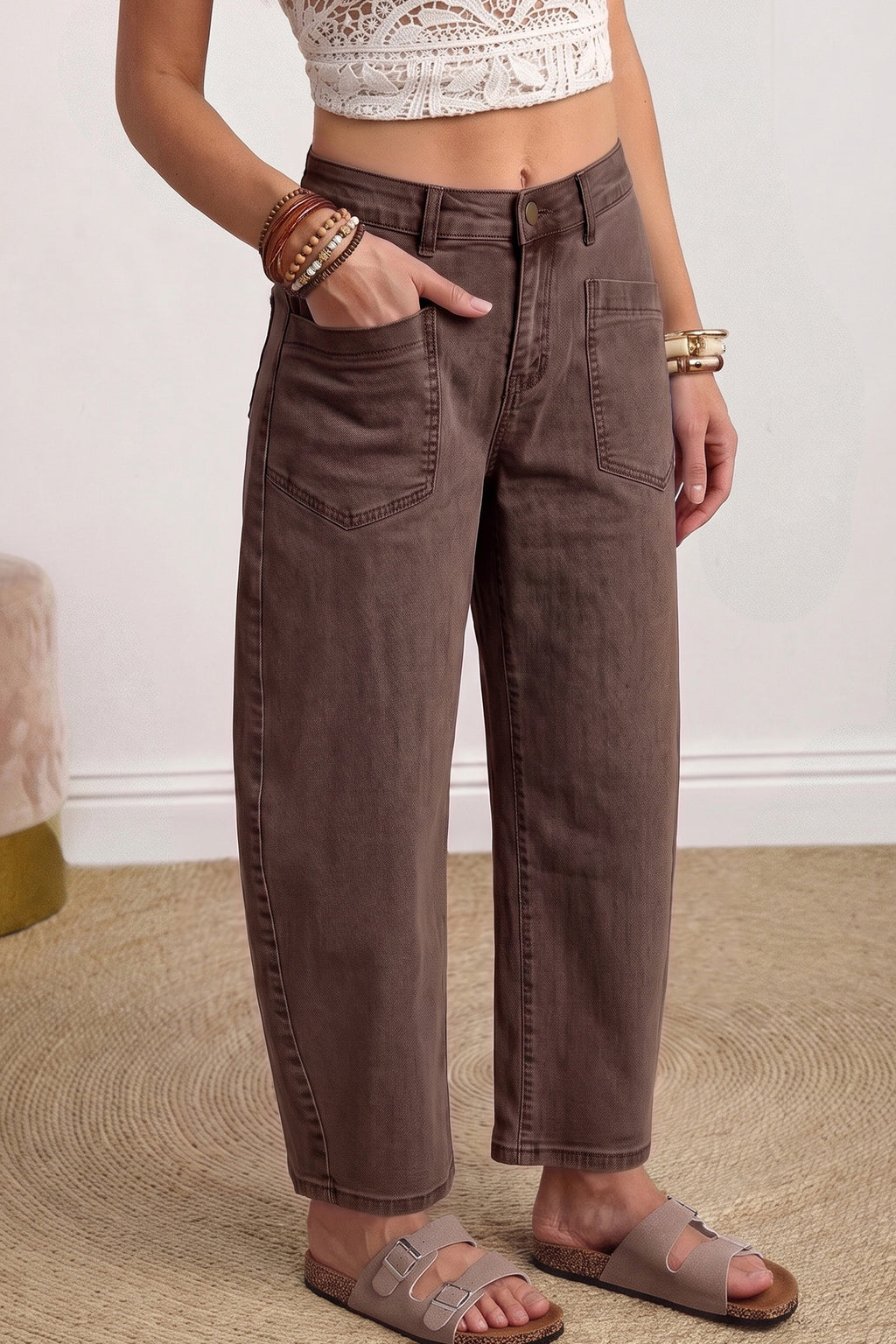 Mocha Trail Coffee Barrel Jeans