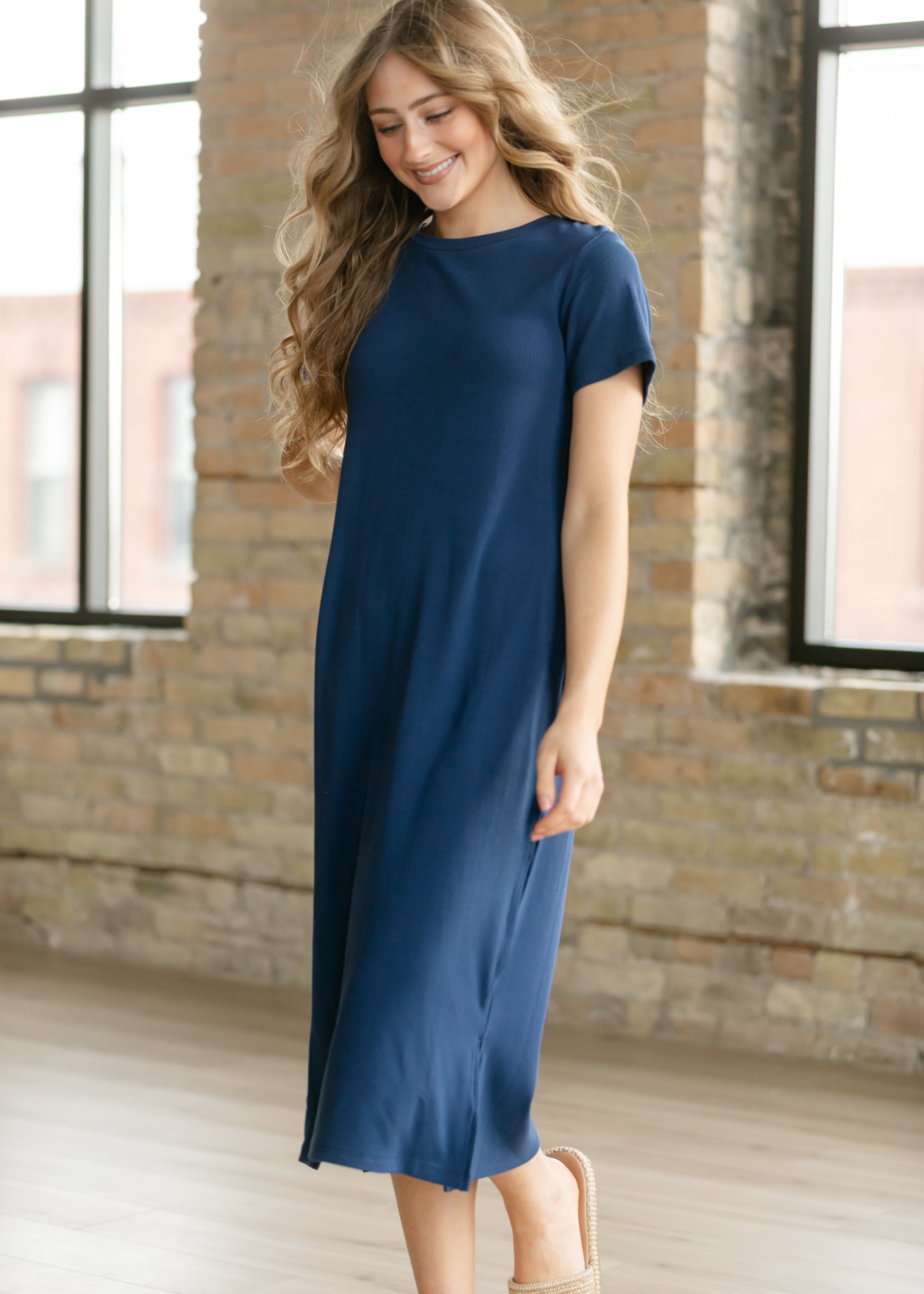 Baylor Navy Ribbed T-Shirt Dress – Hazel Blues®