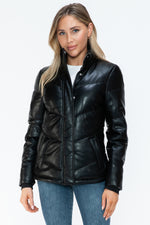 Hazel Blues® |  Snobbish Pocketed Zip Up Turtleneck Puffer Jacket
