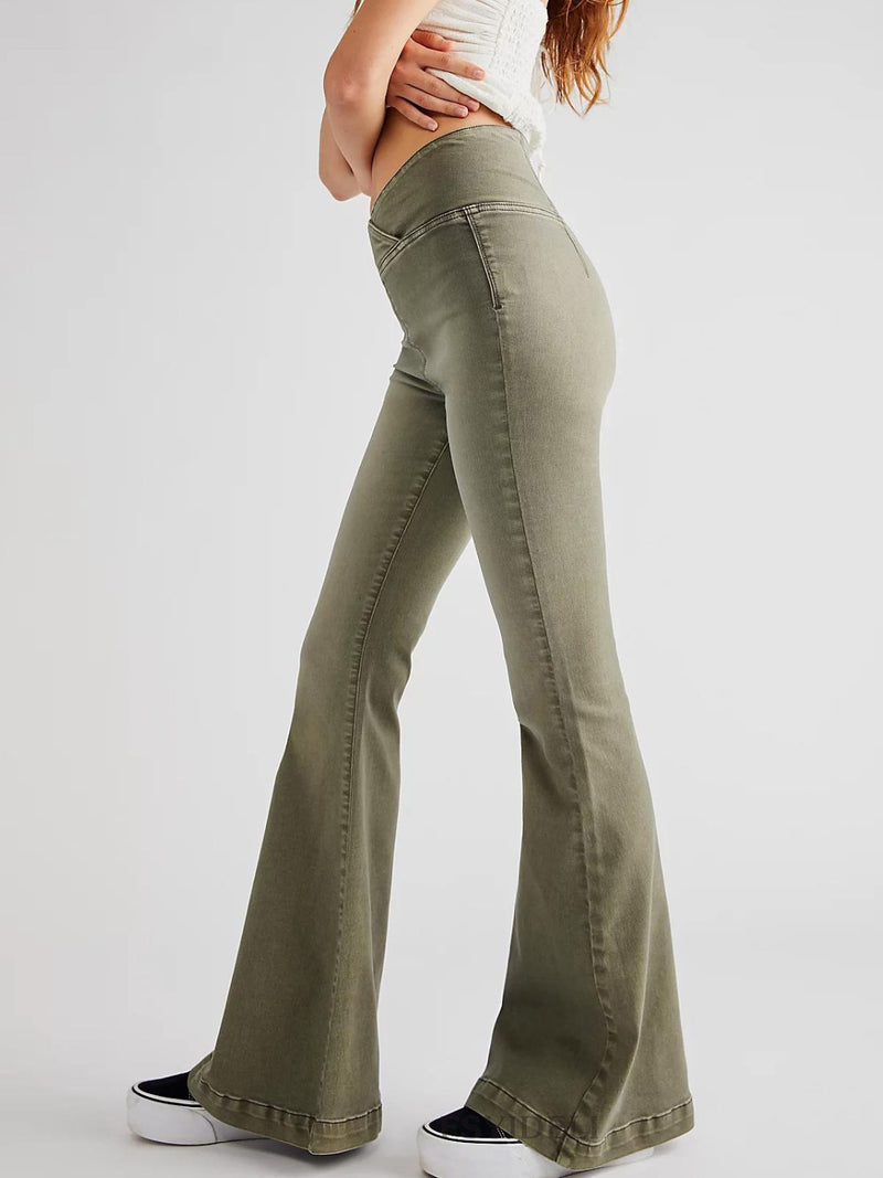 Hazel Blues® |  Asymmetric Waist Flare Jeans