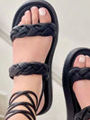 Hazel Blues® |  PU Leather Braided Platform Sandals
