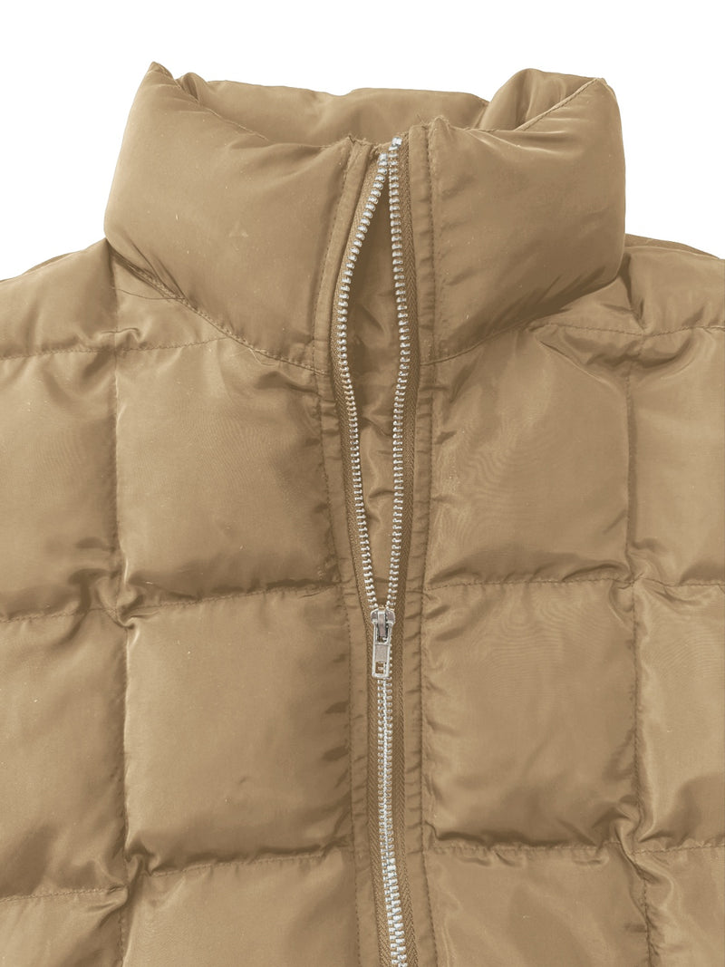 Hazel Blues® |  Pocketed Plaid Quilted Zip Up Winter Coat