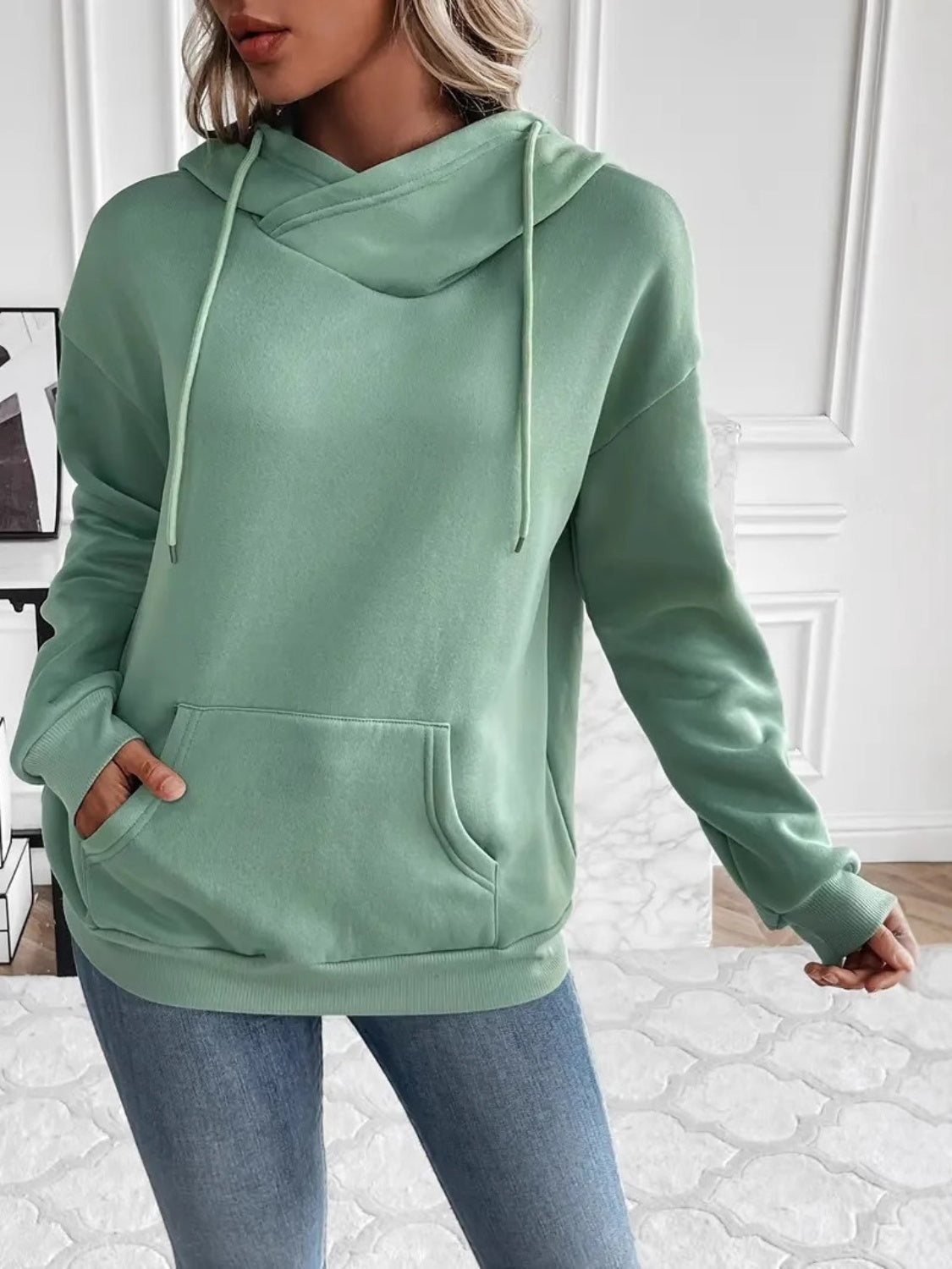 Hazel Blues® |  Drawstring Long Sleeve Hoodie with Kangaroo Pocket