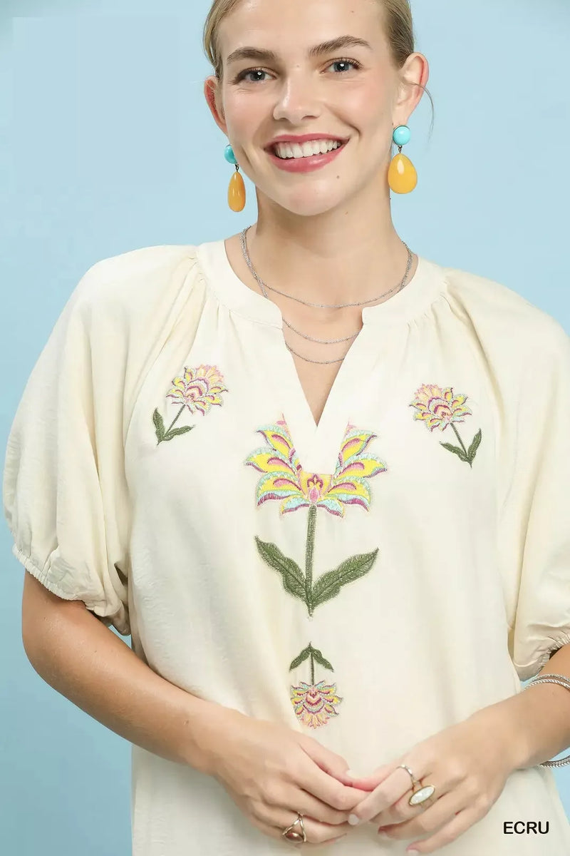 green emerald velvet dress Umgee Linen Short Sleeve Embroidery Dress in Navy S main image 1