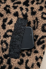 Hazel Blues® |  Khaki Leopard Print Zip Up Stand Neck Side Pocket Jacket