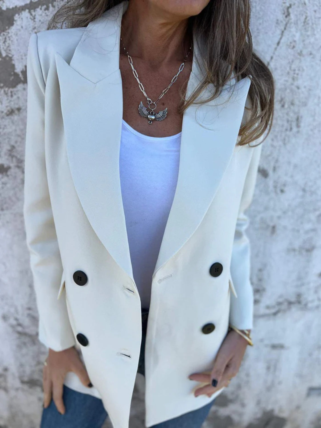 Hazel Blues® |  Collared Neck Long Sleeve Blazer