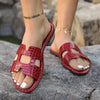 Hazel Blues® |  Crocodile Pattern Open-Toe PU Leather Sandals