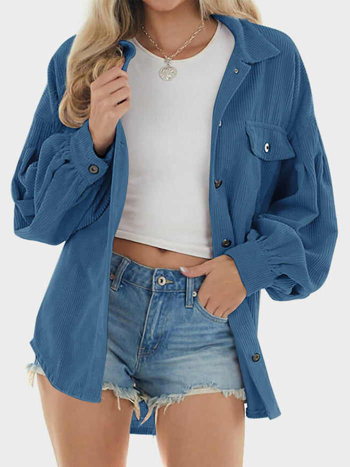 Hazel Blues® |  Mandy Button Up Collared Neck Long Sleeve Shirt