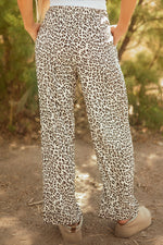 Hazel Blues® |  Brown Leopard Drawstring Elastic Waistband Loose Pants