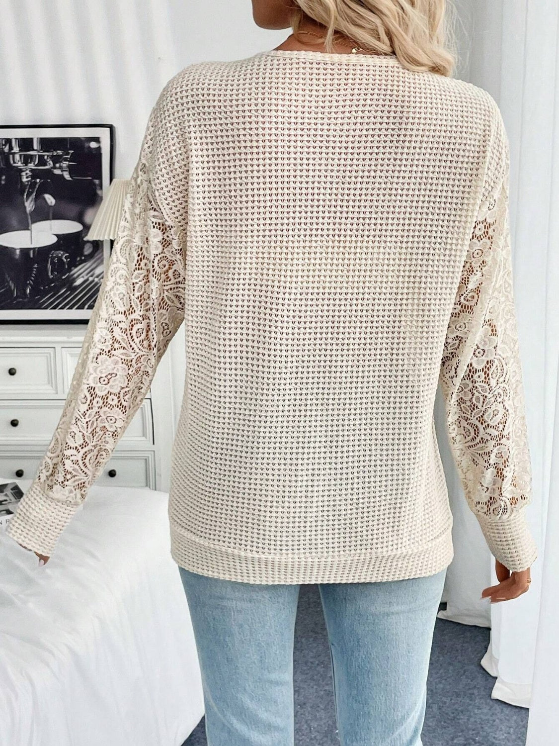 Hazel Blues® |  Lace V-Neck Long Sleeve Top