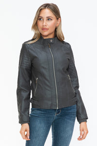 Hazel Blues® |  Snobbish PU Leather Biker Jacket with Side Zip Pockets