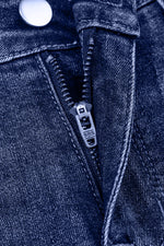 Hazel Blues® |  Real Teal Folded Cuffs Distressed Straight High Waist Jeans