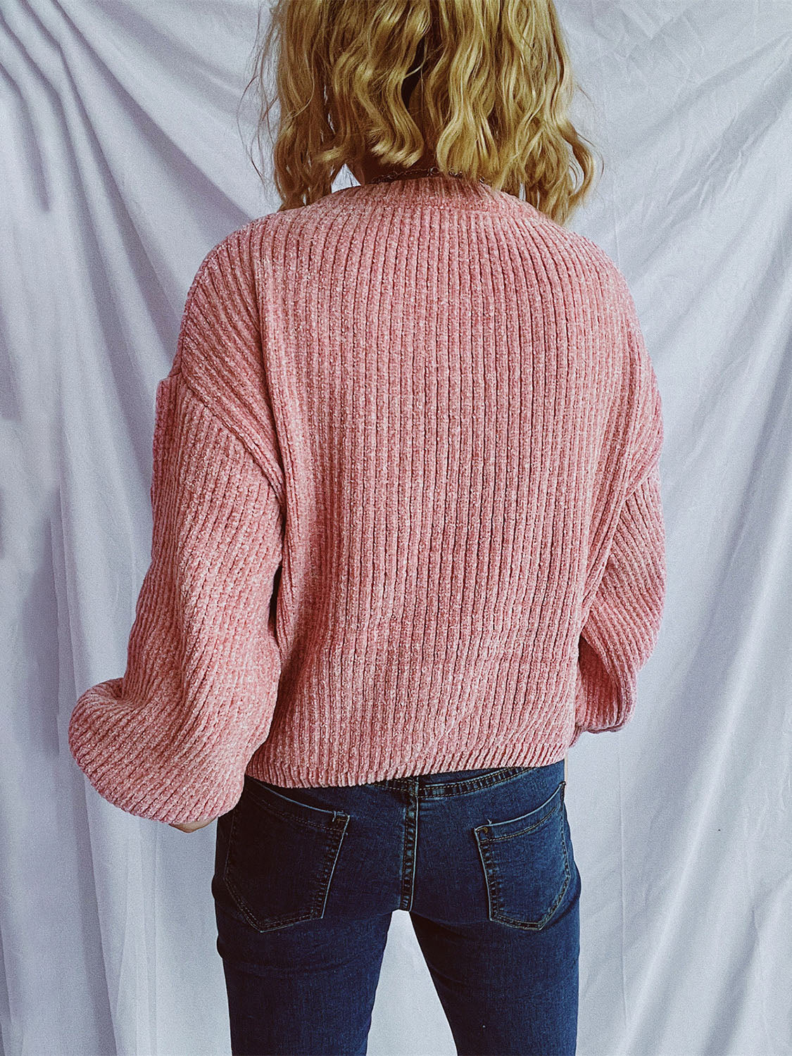 Hazel Blues® |  Round Neck Dropped Shoulder Long Sleeve Sweater