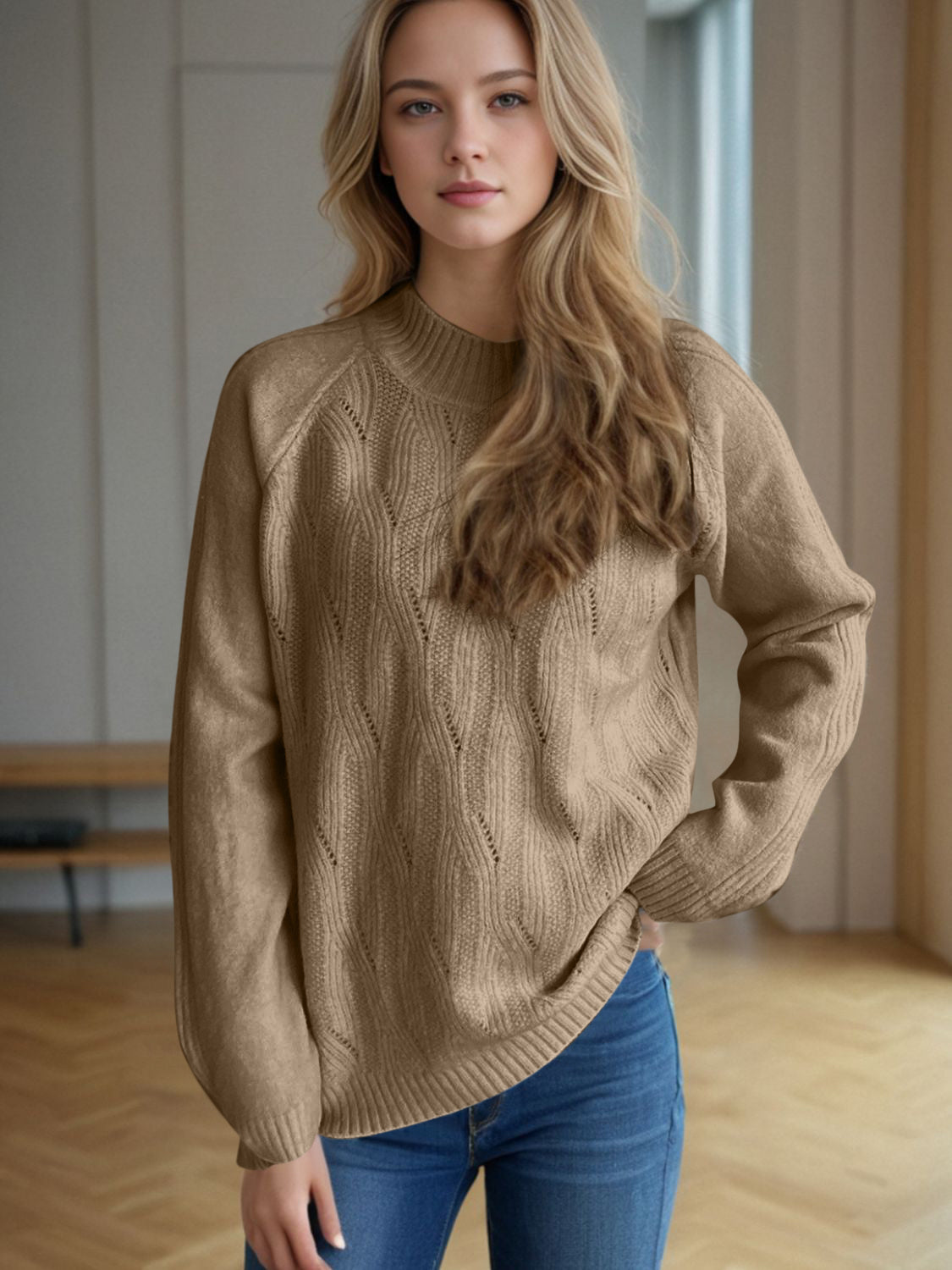 Hazel Blues® |  Mock Neck Long Sleeve Sweater