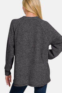 Hazel Blues® |  Zenana Brushed Melange Hacci High-Low Sweater