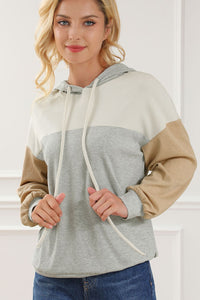 Hazel Blues® |  Drawstring Color Block Long Sleeve Hoodie